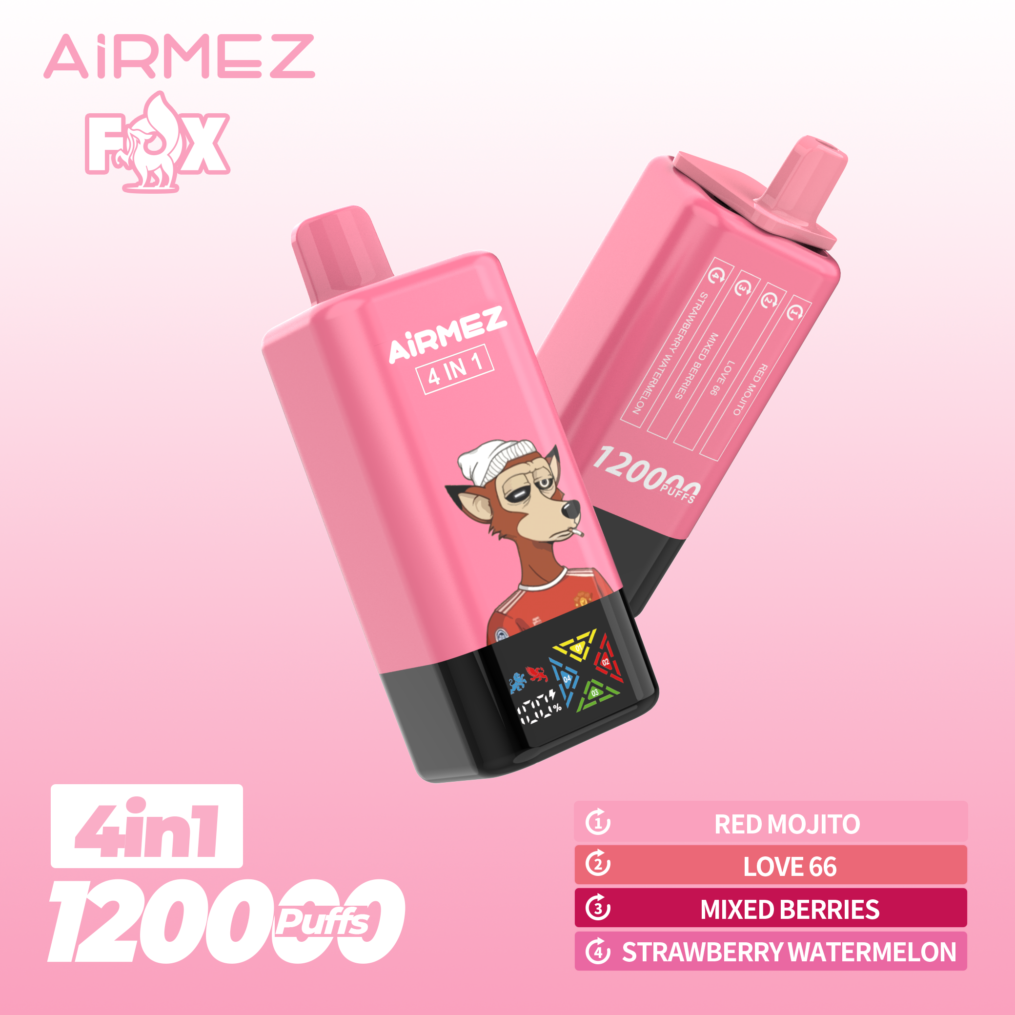 Airmez Fox 4in1 120000 Puffs RED MOJITO / LOVE 66 MIXED BERRIES / STRAWBERRY WATERMELON