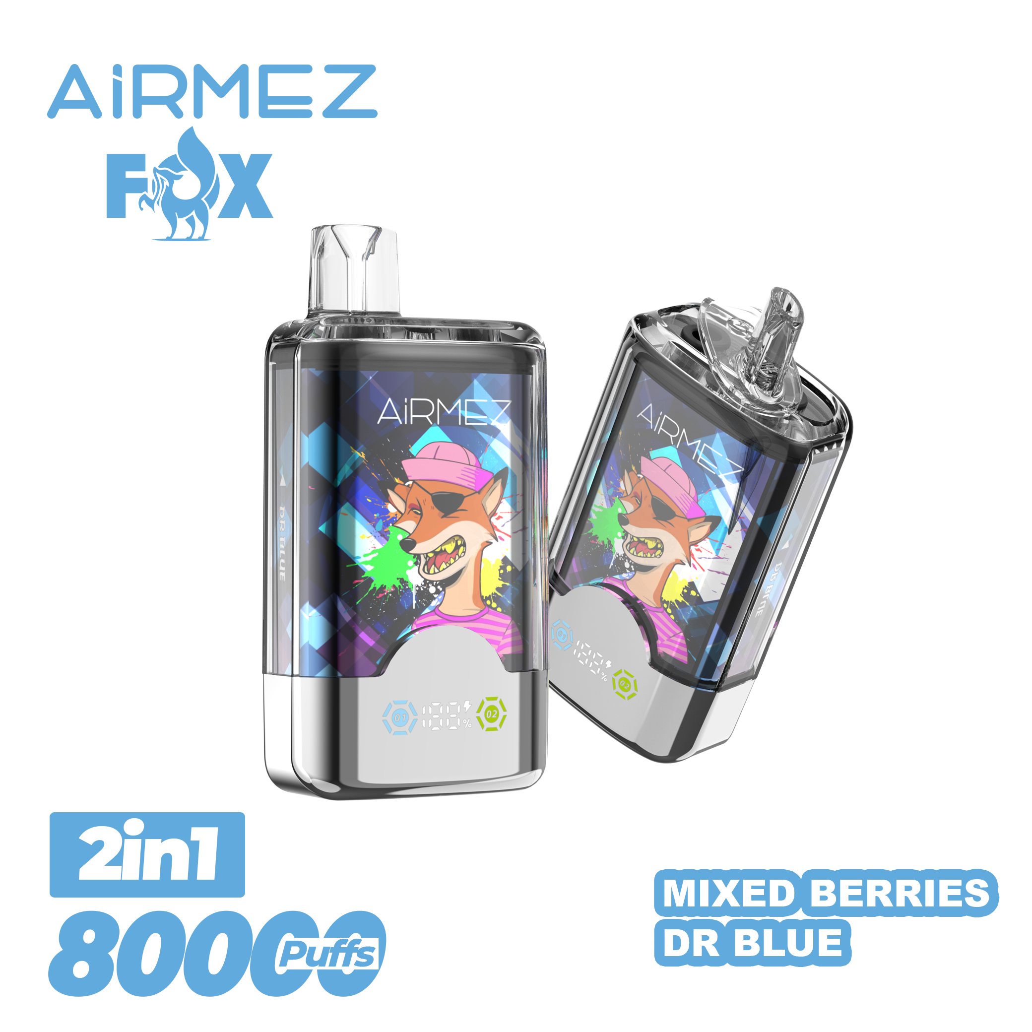 Airmez vape - fox 2in1 80000puffs Disposable Vape with Nicotine EU Warehouse