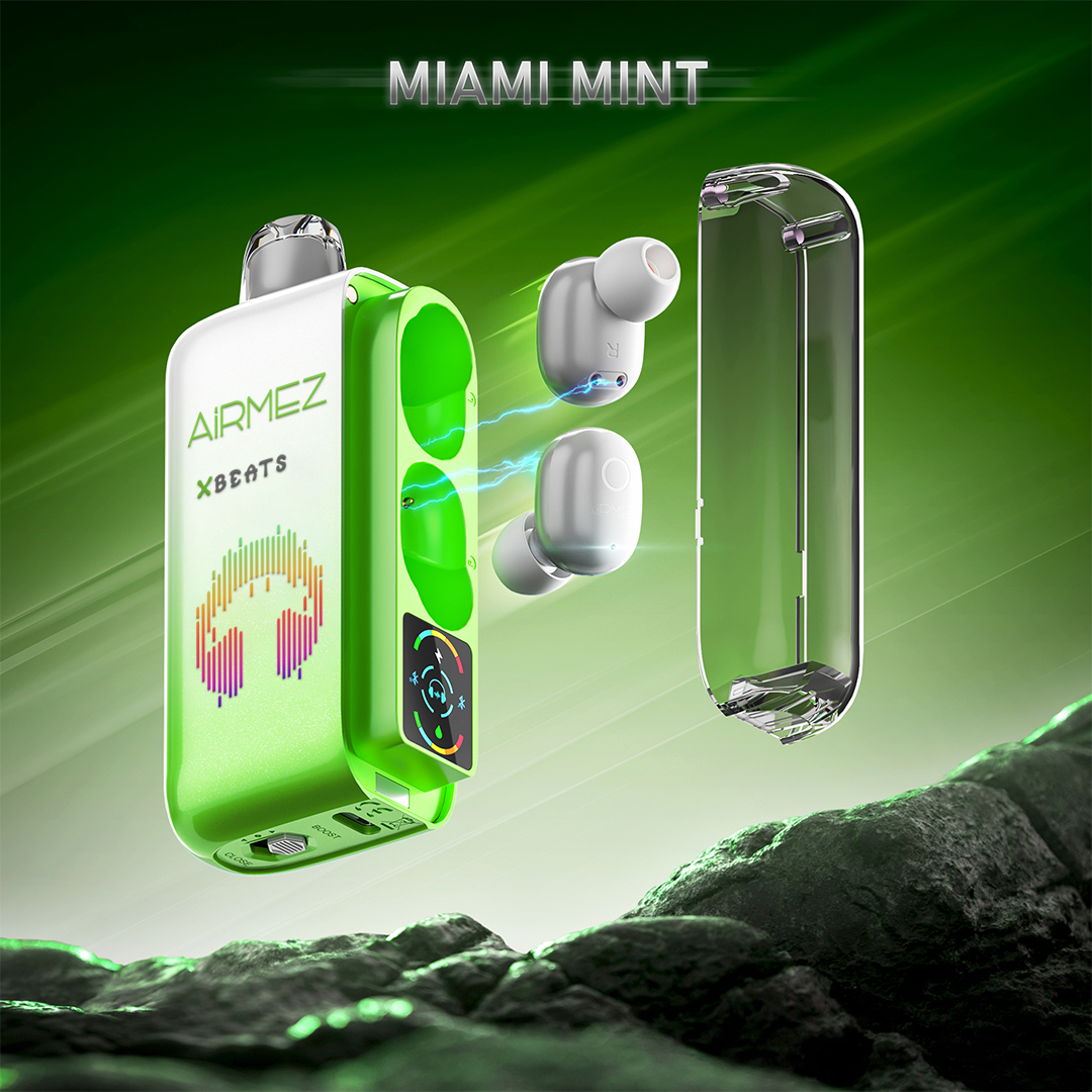 Airmez Xbeats Miami Mint Vape Disposable Vape With Earphone Bluetooth - 40000 Puffs