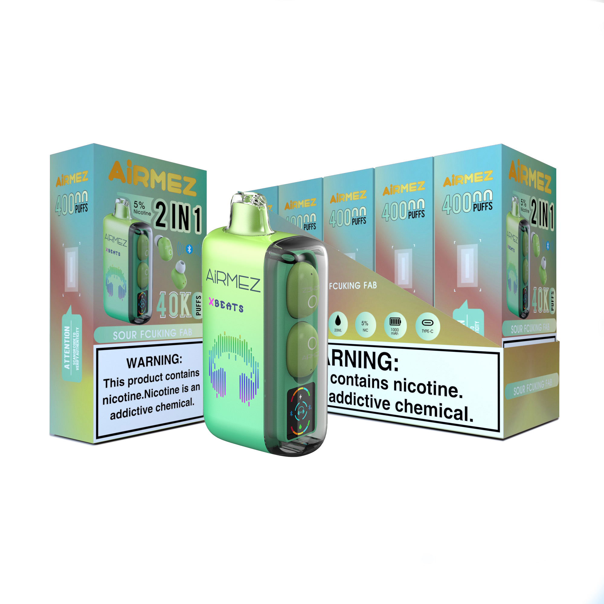 Airmez Xbeats Sour Fcuking Fab Vape Earphone Vape - 40000 Puffs