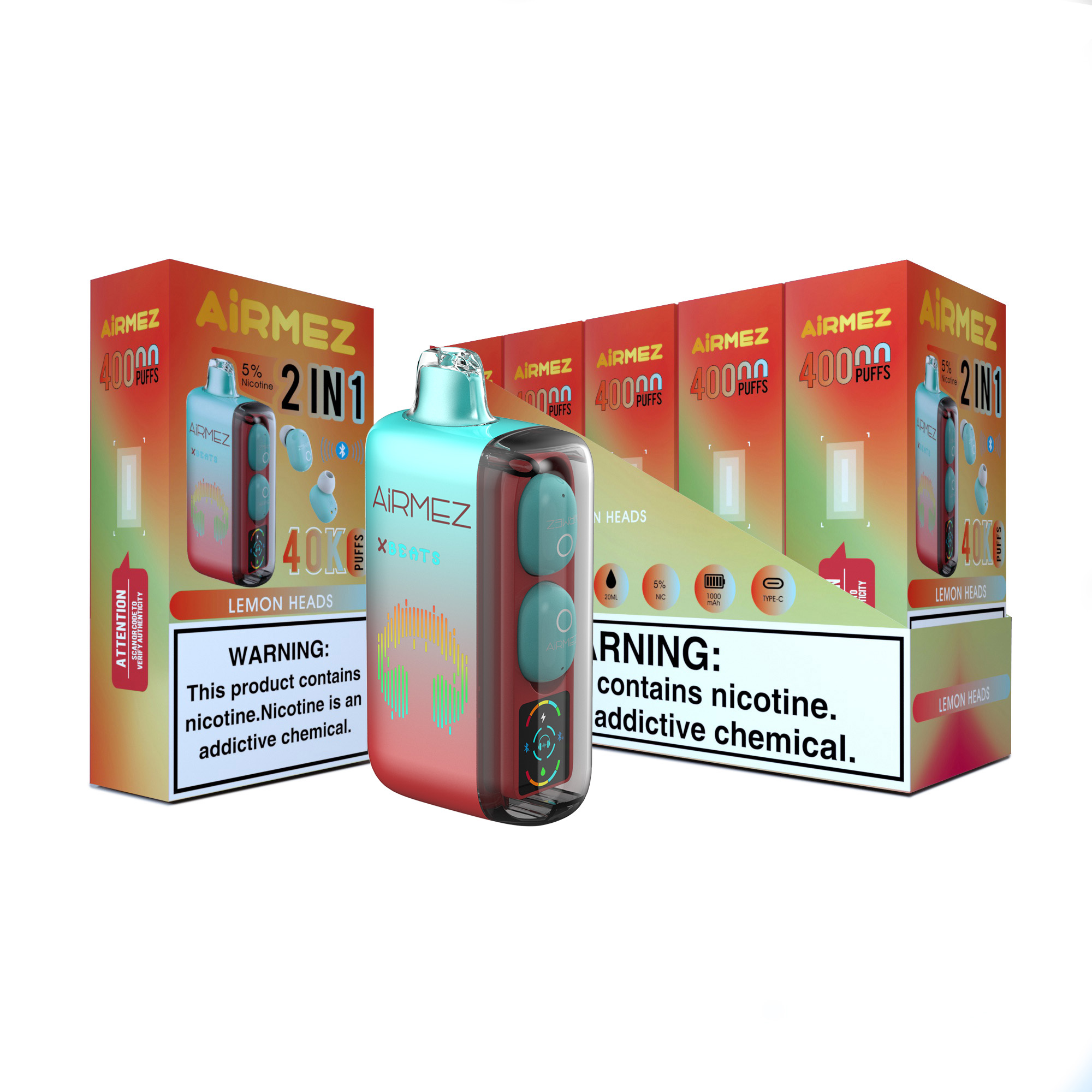 Airmez Xbeats Lemon Heads  Vape - 40000 Puffs