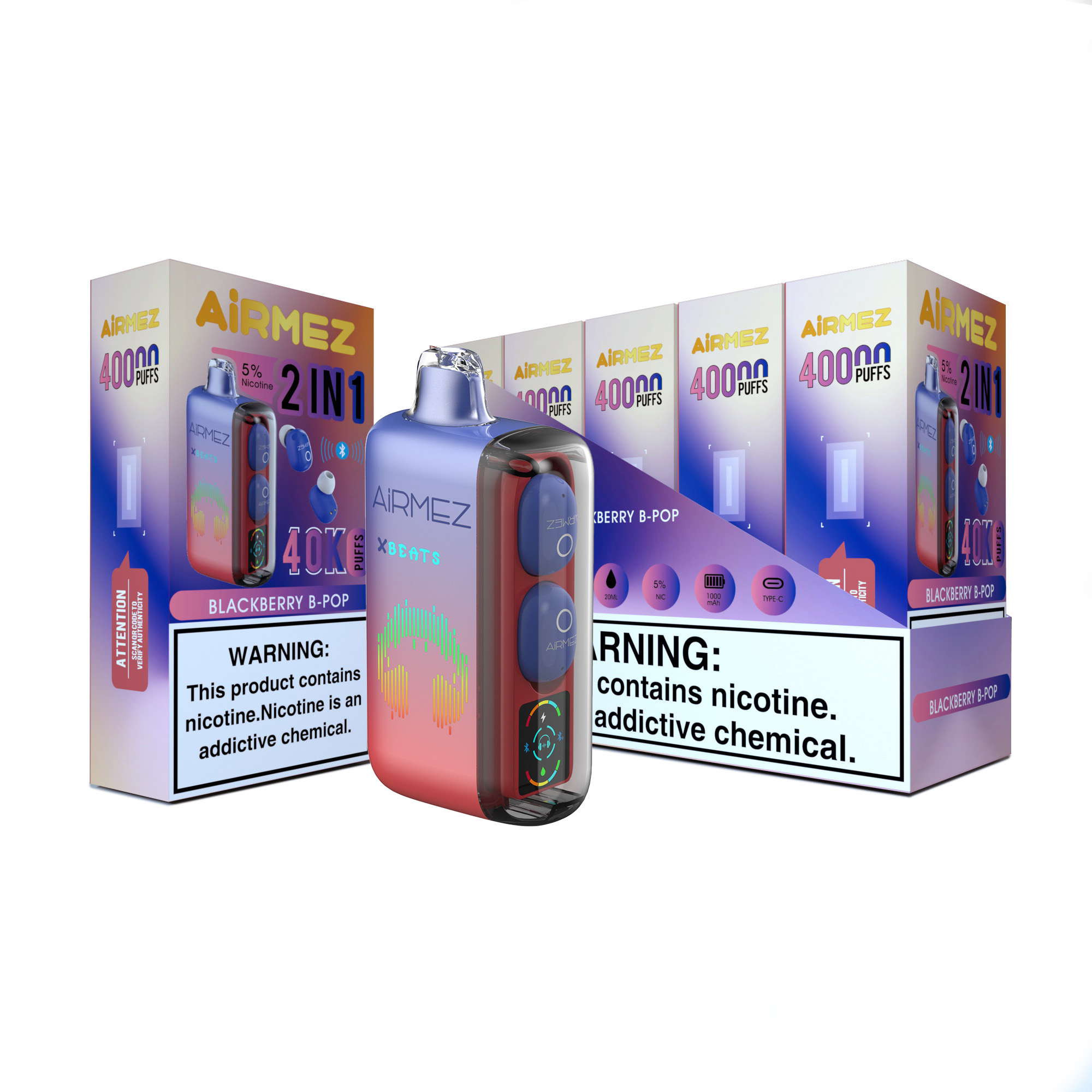 Airmez Xbeats Blackberry B-Pop Vape Earphone Disposable Vape - 40000 Puffs