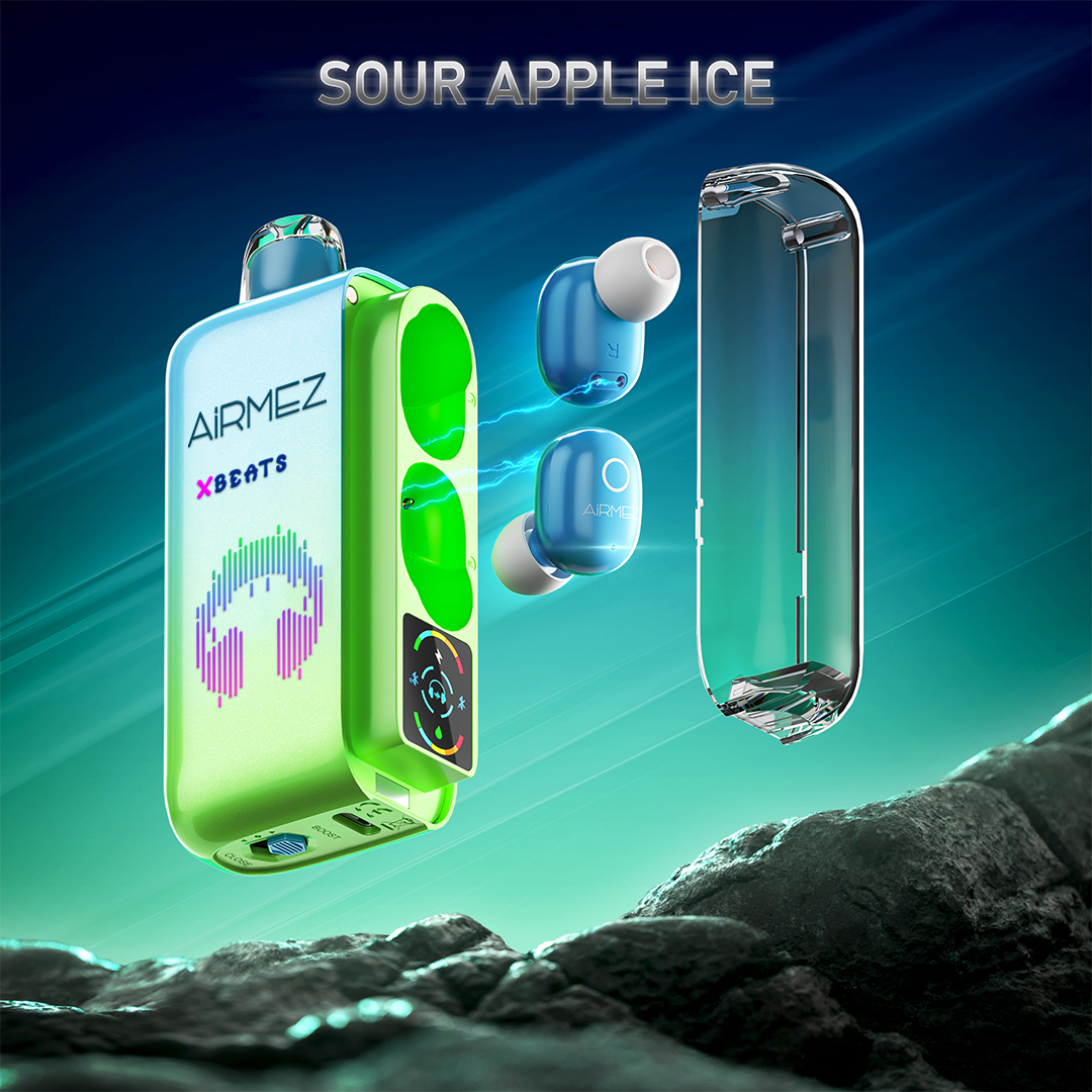 Airmez Xbeats Sour Apple Ice Vape With Earphone HiFi Music Disposable Vape - 40000 Puffs