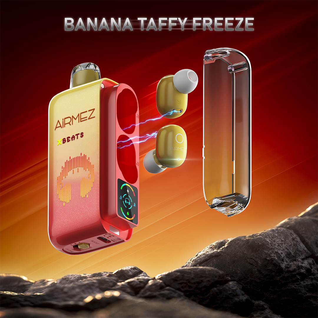 Airmez Xbeats Banana Taffy Freeze Vape E -Shisha HiFi Earphone - 40000 Puffs