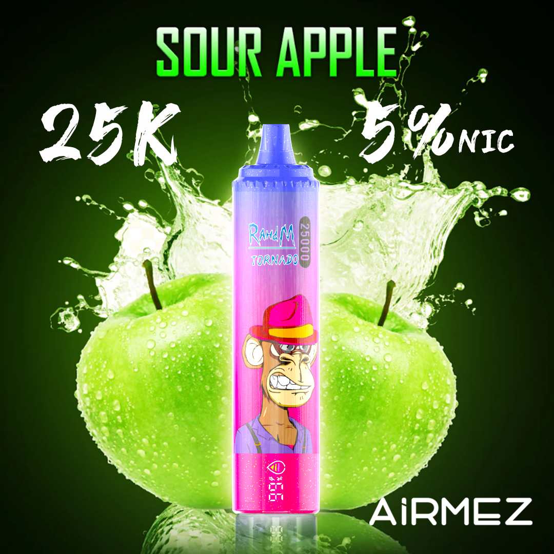 Airmez 25000 Puffs Sour Apple E-Cigarette E-Shisha I Disposable Vape with 20mg Nicotine E Liquid 25K Suction EU Warehouse Fast Shipping