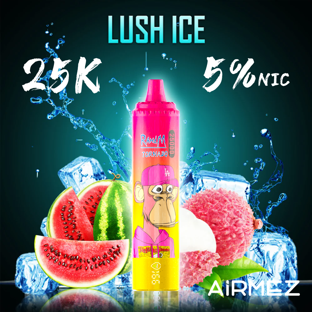 Airmez 25000 Puffs Lush Ice E-Cigarette E-Shisha I Disposable Vape with 20mg Nicotine E Liquid 25K Suction EU Warehouse Fast Shipping