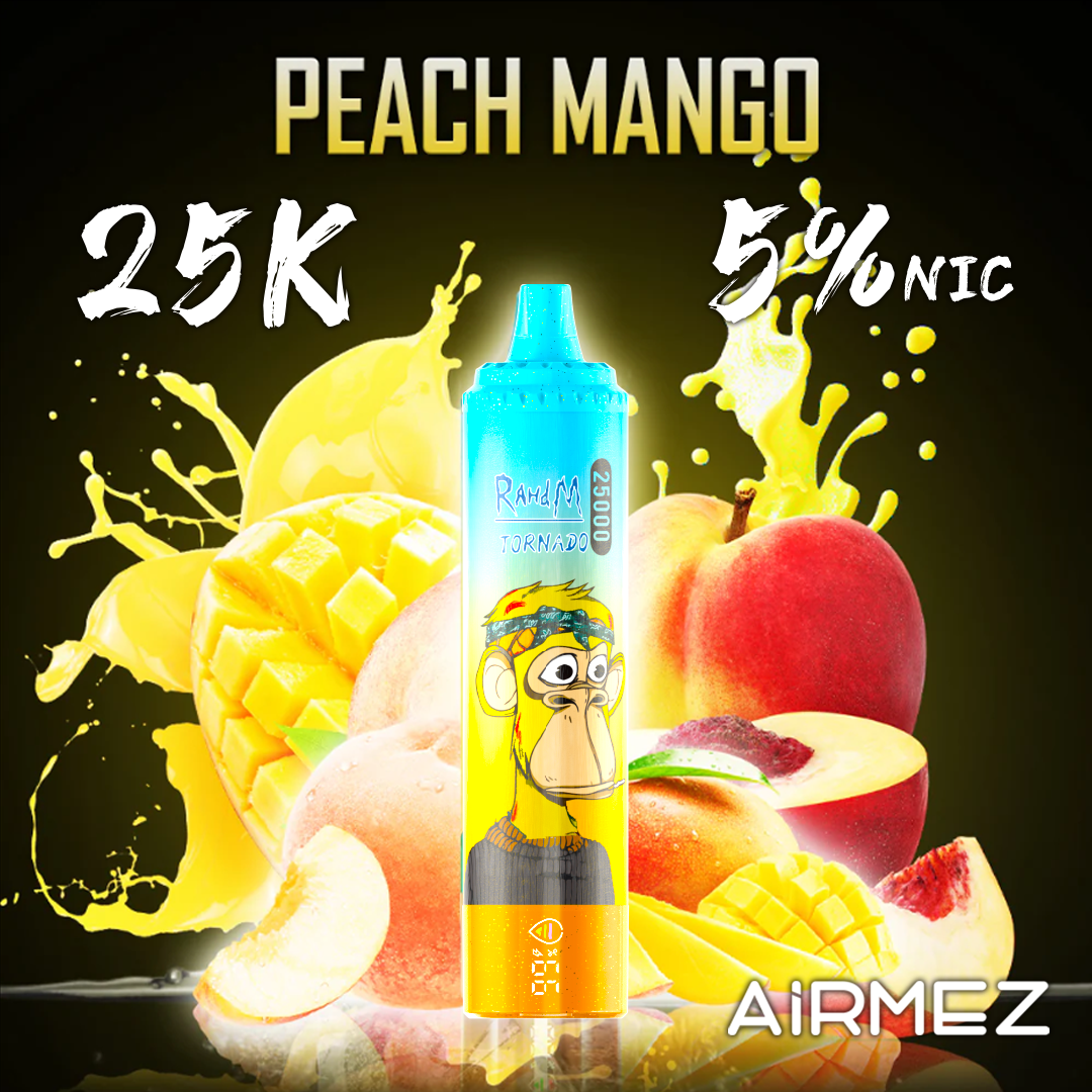 Airmez 25000 Puffs Peach Mango E-Cigarette E-Shisha I Disposable Vape with 20mg Nicotine E Liquid 25K Suction EU Warehouse Fast Shipping