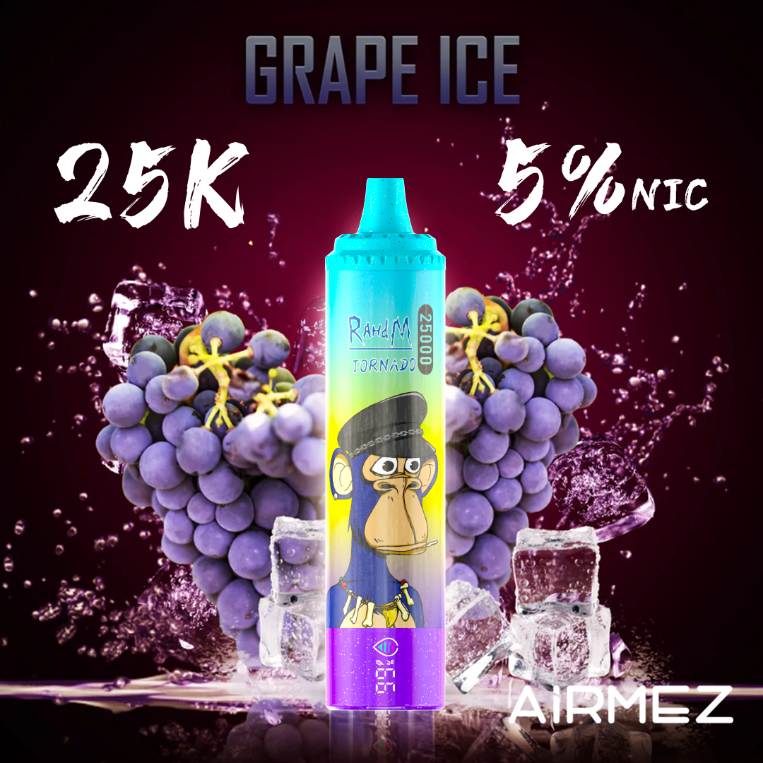 Airmez 25000 Puffs Grape Ice E-Cigarette E-Shisha I Disposable Vape with 20mg Nicotine E Liquid 25K Suction EU Warehouse Fast Shipping