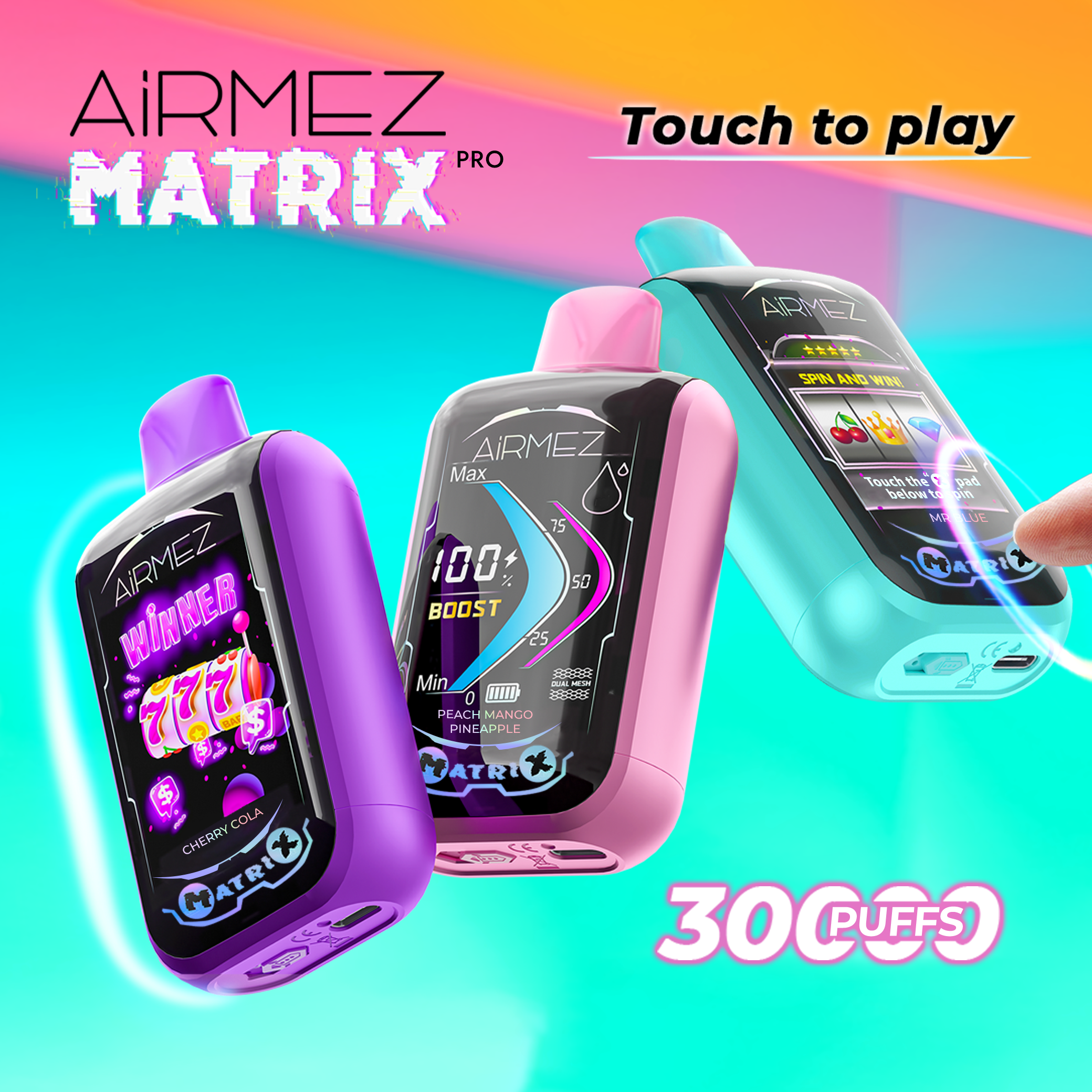 Airmez Matrix 30000 Puffs Disposable Vape – Dual Airflow, Dual Mesh Coils, Touch Pad & 2.1