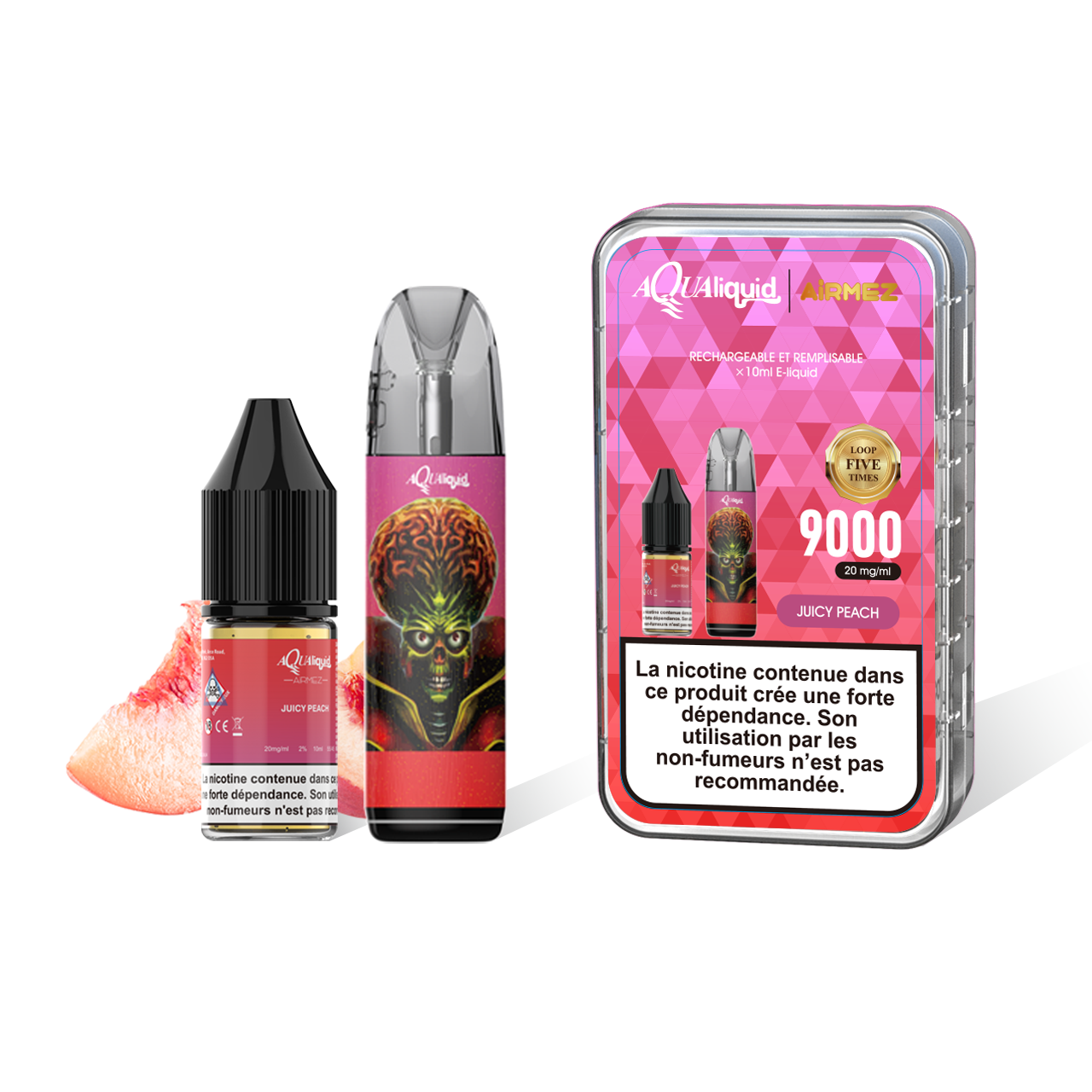 Airmez AQUA LIQUID 9000 Puffs Rechargeable and Refillable Disposable Vape Pod System (Only Wholesale)