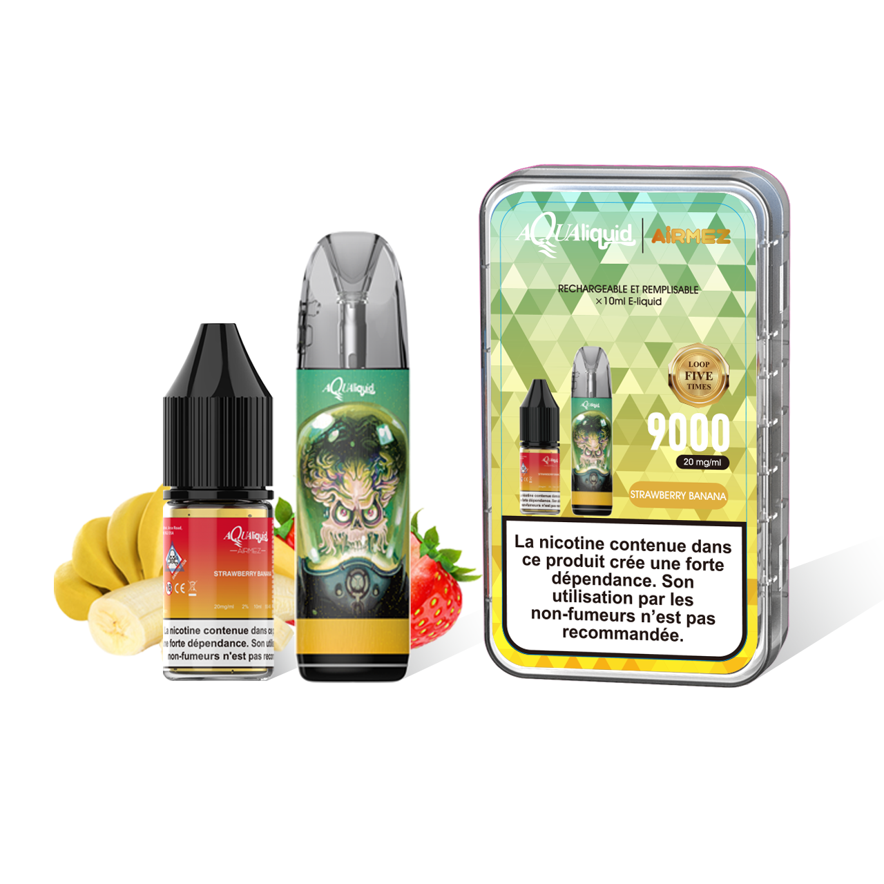 Airmez AQUA LIQUID 9000 Puffs Rechargeable and Refillable Disposable Vape Pod System (Only Wholesale)