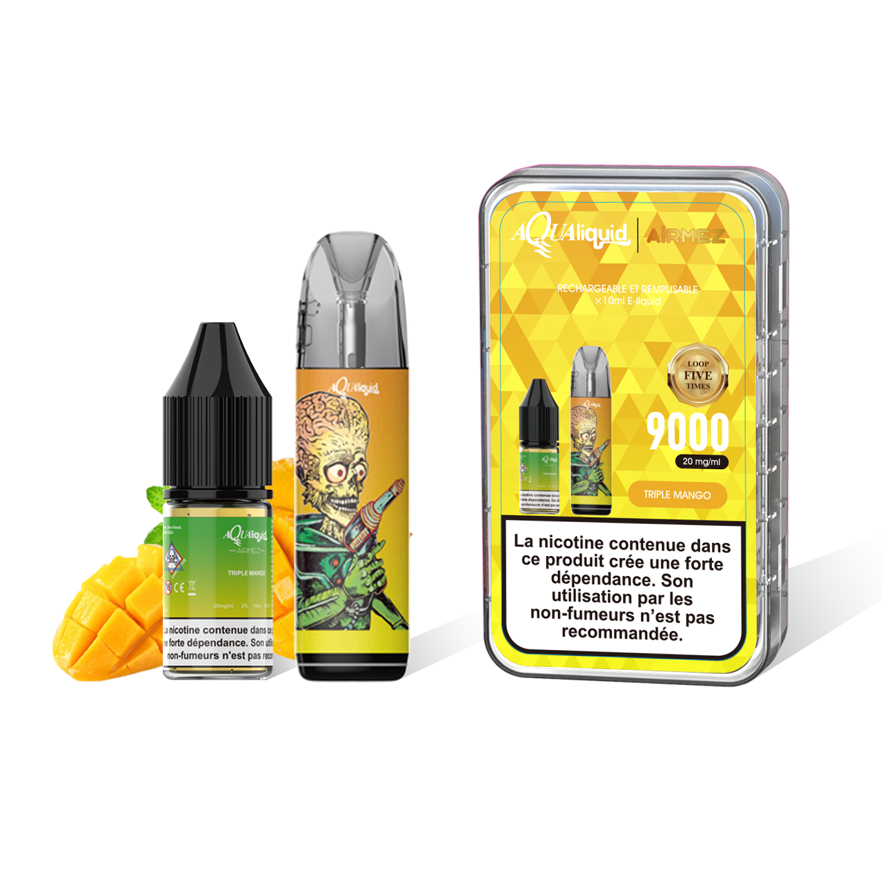 Airmez AQUA LIQUID 9000 Puffs Rechargeable and Refillable Disposable Vape Pod System (Only Wholesale)