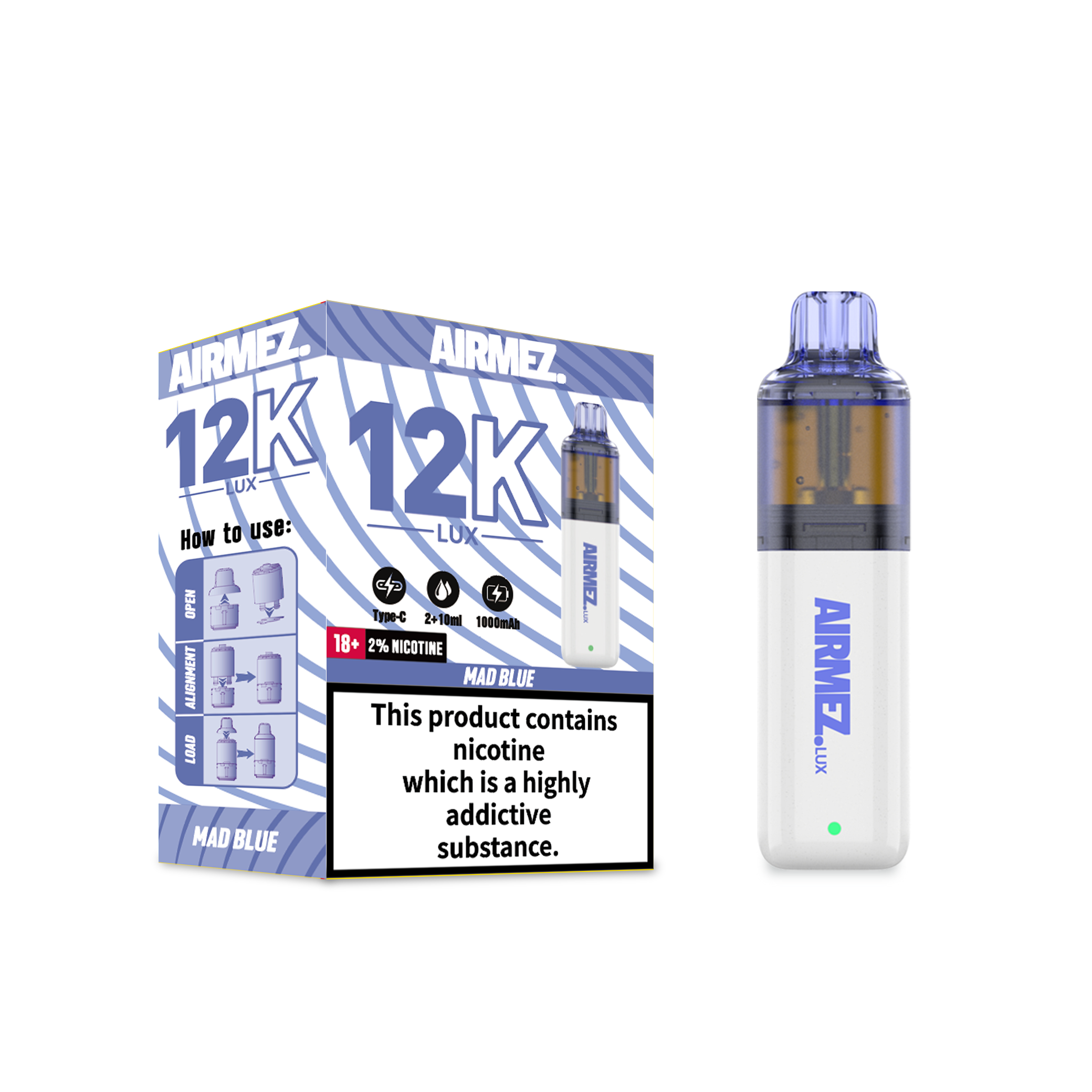 Airmez Lux 12000 Puffs Wholesale – UK Domestic Shipping | Refillable Vape Pod System