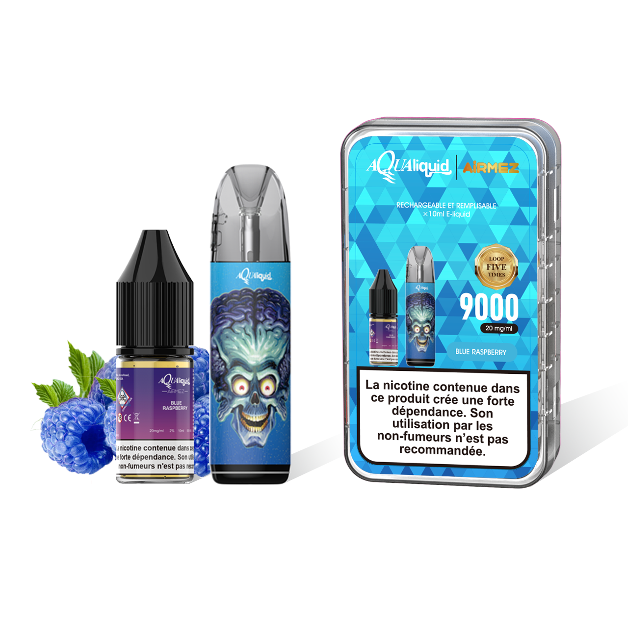 Airmez AQUA LIQUID 9000 Puffs Rechargeable and Refillable Disposable Vape Pod System (Only Wholesale)