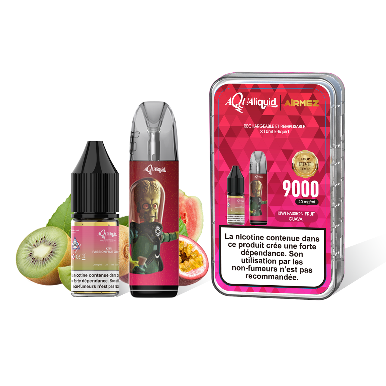 Airmez AQUA LIQUID 9000 Puffs Rechargeable and Refillable Disposable Vape Pod System (Only Wholesale)