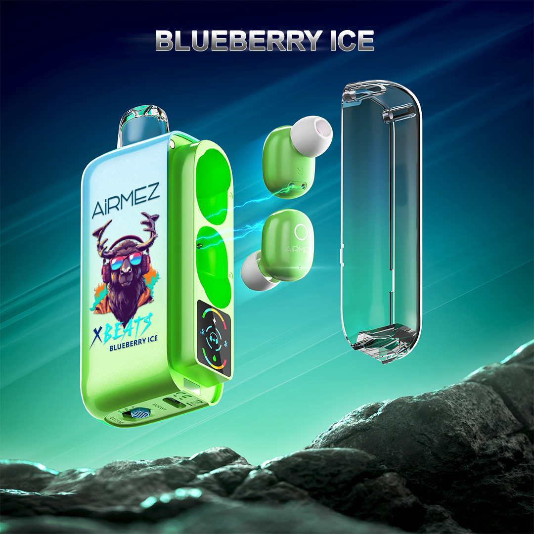 Airmez XBeats 40,000 Puffs Disposable Vape 20mL E-Liquid 2in1 Smart Earphone Vapes HiFi Music Disposable Vape 40K Puffs With Nicotine AU Stock (Blueberry Ice)