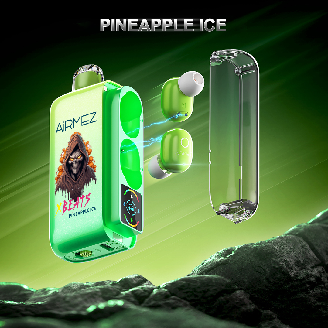 Airmez XBeats 40,000 Puffs Disposable Vape 20mL E-Liquid 2in1 Smart Earphone Vapes HiFi Music Disposable Vape 40K Puffs With Nicotine AU Stock (Pineapple Ice)
