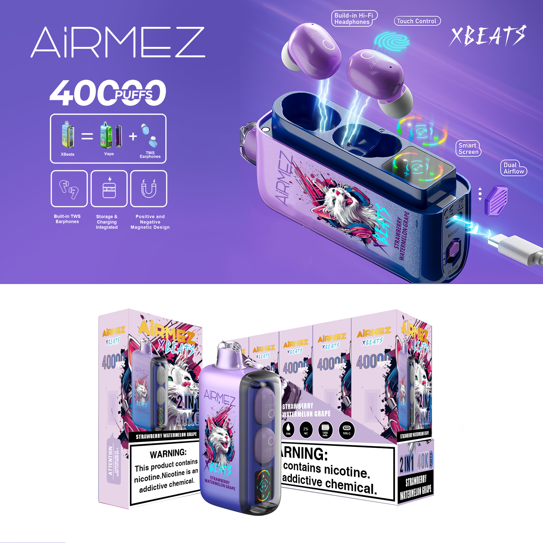 Airmez XBeats Mr Blue 2-in-1 Features