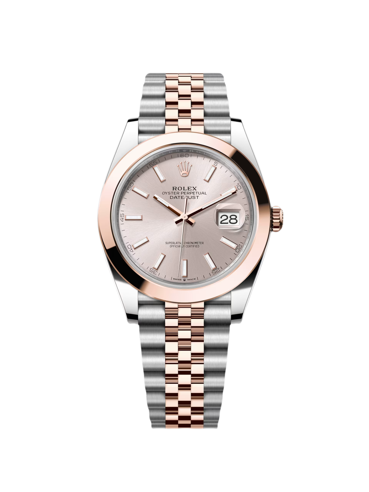 【Super Clone】ROLEX Datejust 41mm 126301 Sundust Index Oyster Steel and Everose Gold Watch