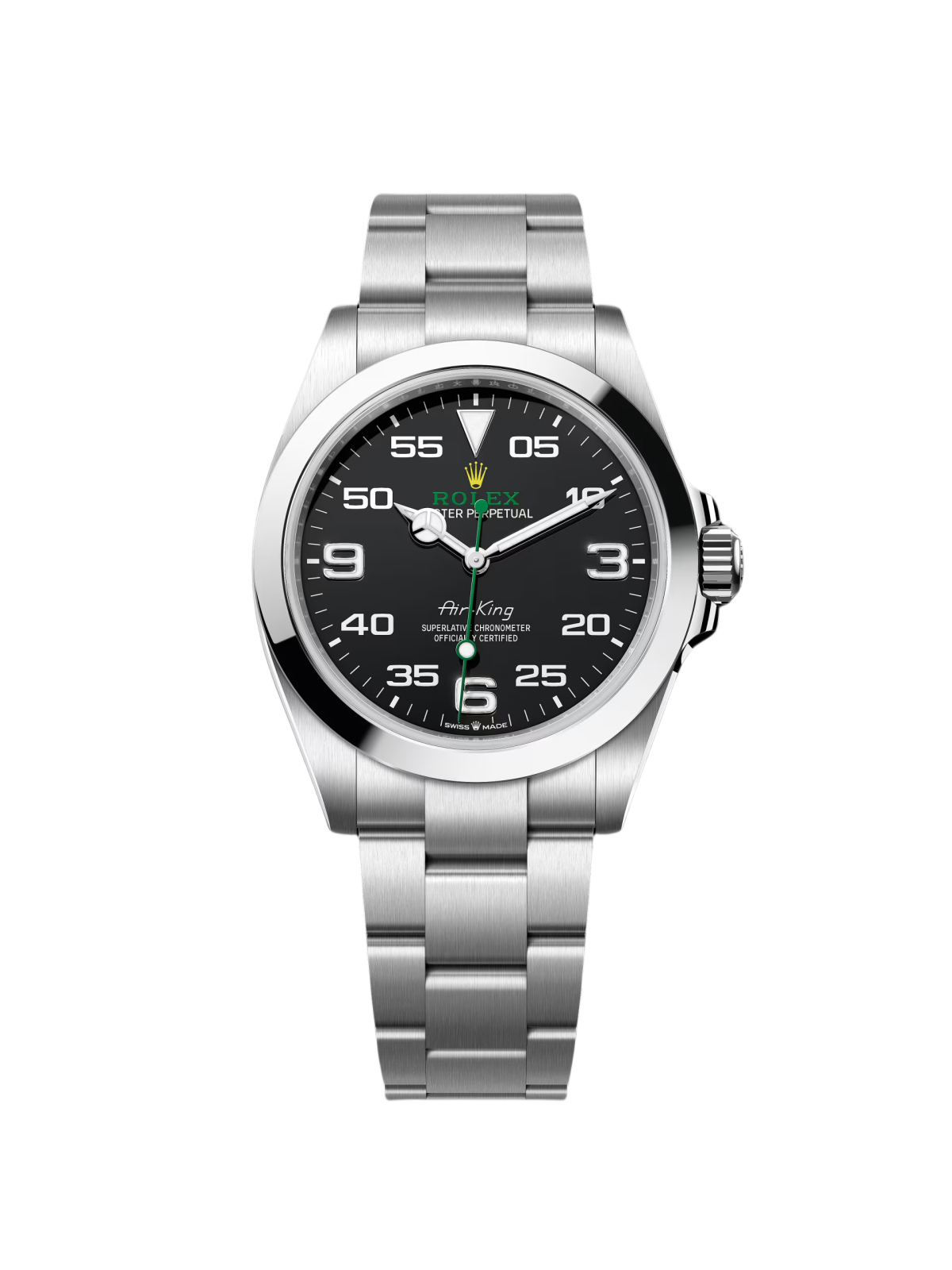 【Super Clone】ROLEX  Oyster Perpetual Air King Black Dial Steel Mens Watch 126900 Box Card