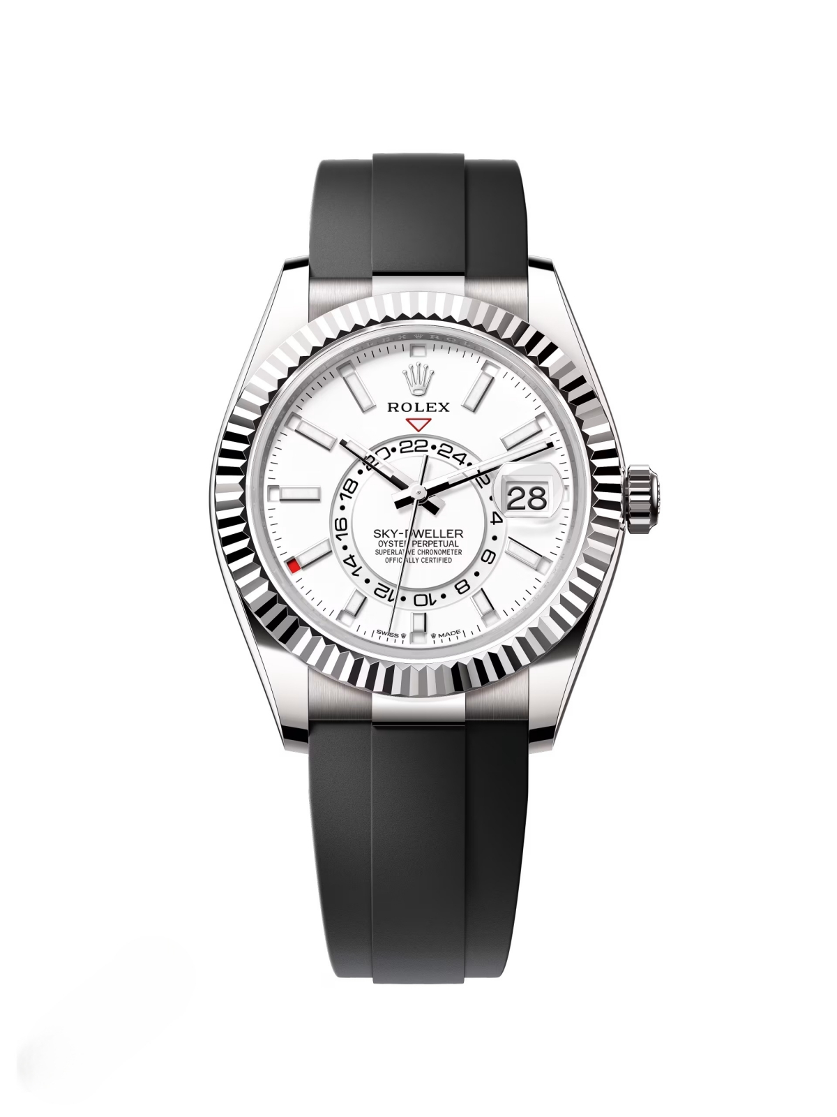 【Super Clone】ROLEX Sky-Dweller 42mm White Gold White Dial Oysterflex - 336239