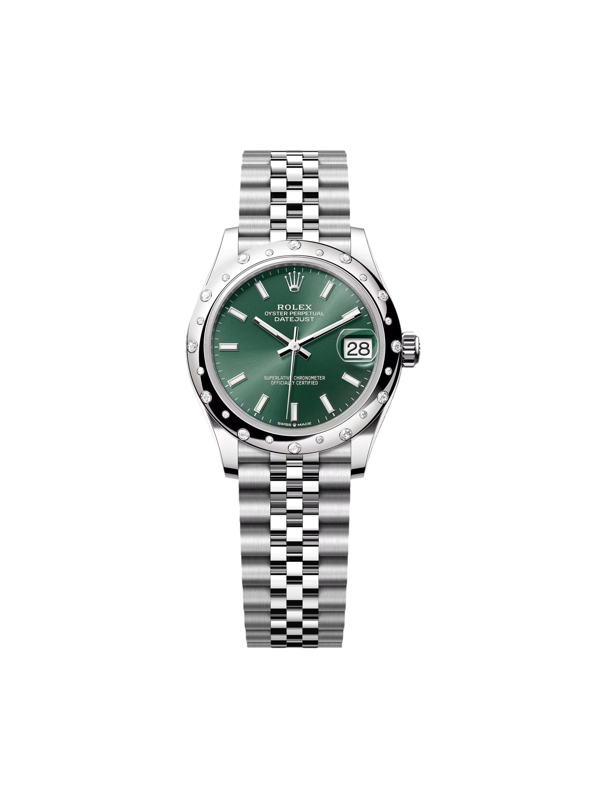 【Super Clone】ROLEX Datejust m278344-0019/0020 Mint Green Dial 31mm Domed Diamond Oyster Watch