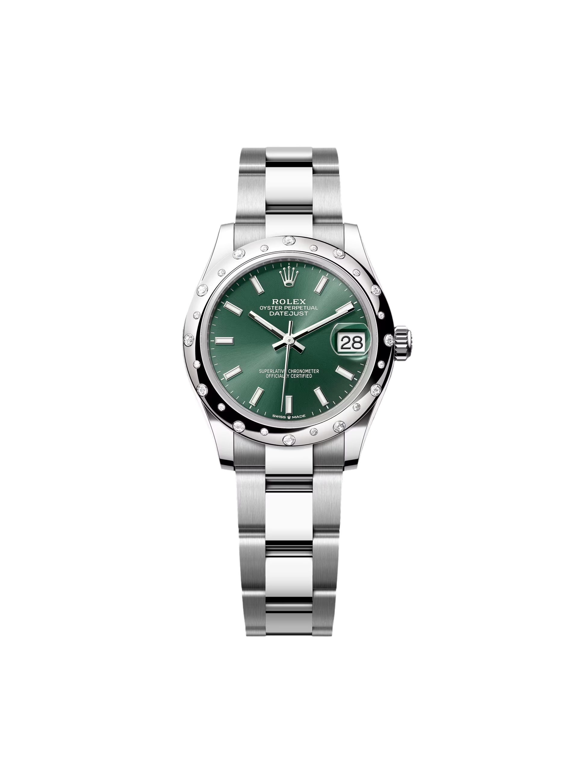 【Super Clone】ROLEX Datejust m278344-0019/0020 Mint Green Dial 31mm Domed Diamond Oyster Watch