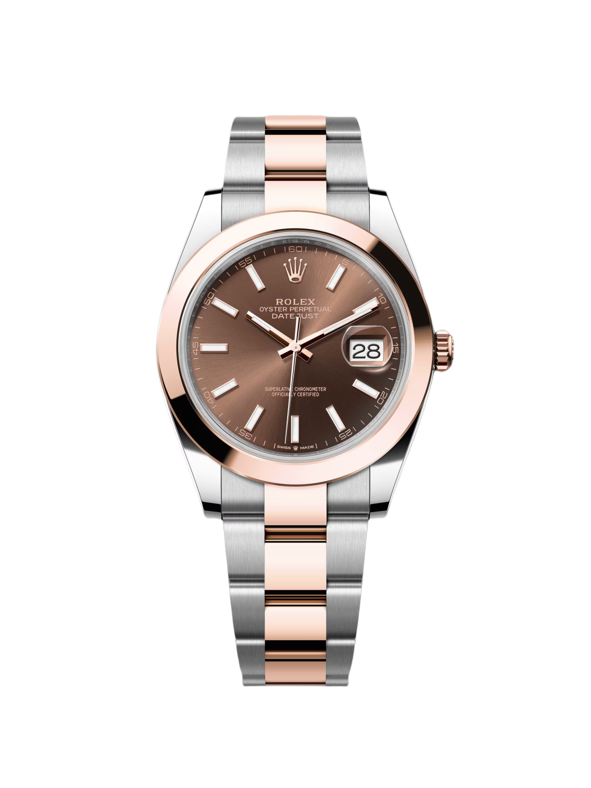【Super Clone】ROLEX Datejust 41mm 126301 Chocolate Index Oyster Steel and Everose Gold Watch