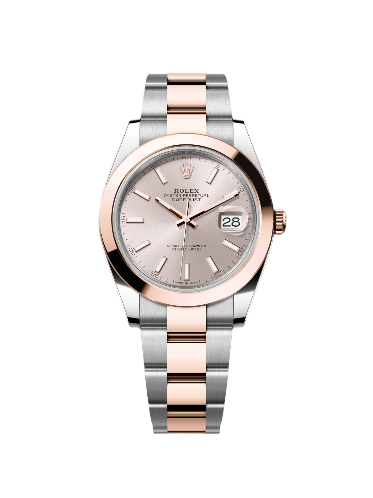 【Super Clone】ROLEX Datejust 41mm 126301 Sundust Index Oyster Steel and Everose Gold Watch