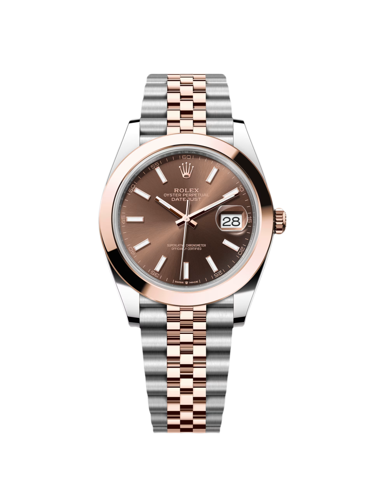 【Super Clone】ROLEX Datejust 41mm 126301 Chocolate Index Oyster Steel and Everose Gold Watch