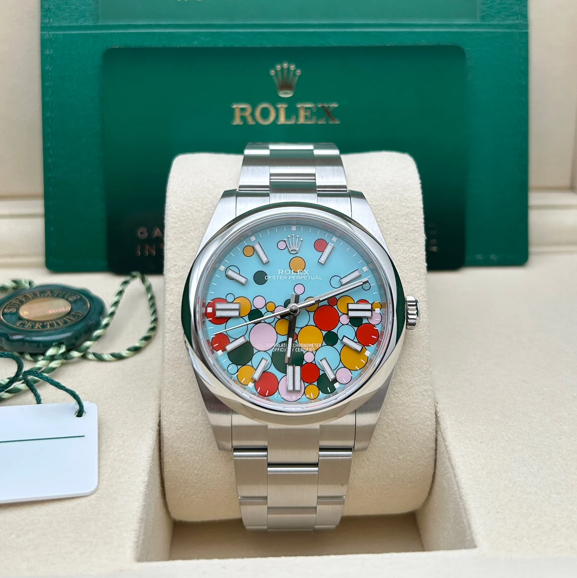 【Super Clone】ROLEX 124300-0008 Oyster Perpetual 41mm Turquoise blue Celebration Dial