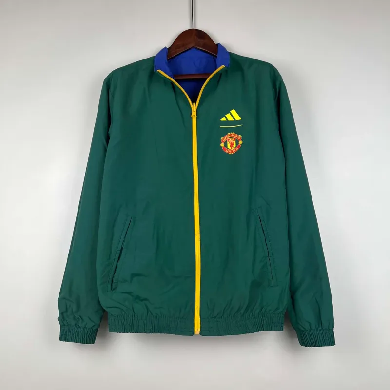 2023-2024 Manchester United Reversible Windbreaker（Blue-Green）Soccer Jersey 1:1 Thai Quality