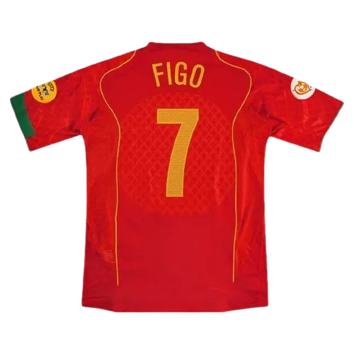 2004 Portugal Retro Jersey Home Euro Cup