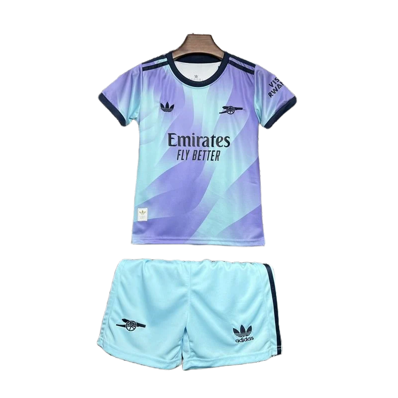 24-25 Arsenal Third Away Soccer Kids Kit Jersey+Shorts