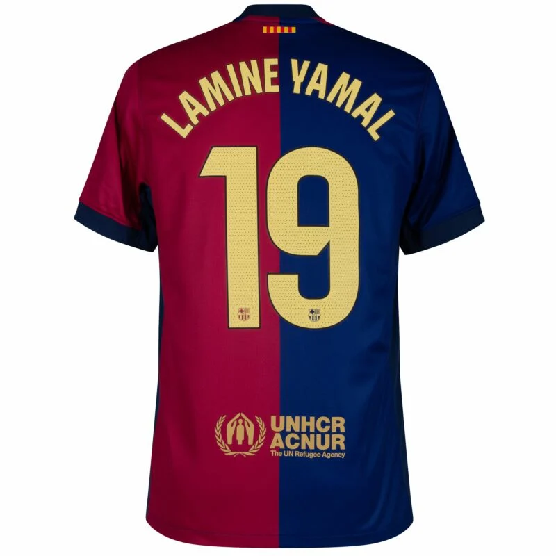 Barcelona Home Lamine Yamal 19 Shirt (La Liga) 2024-2025 player Version Size S-4XL