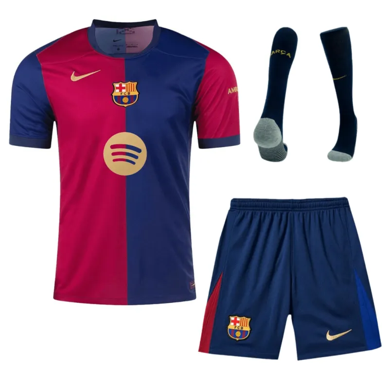 24-25 Barcelona Home Full Kit(Jersey+Shorts+Socks) - Spotify Logo Without Text
