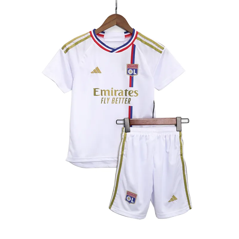 23-24 Kids Olympique Lyonnais Home Kit Jersey+Shorts