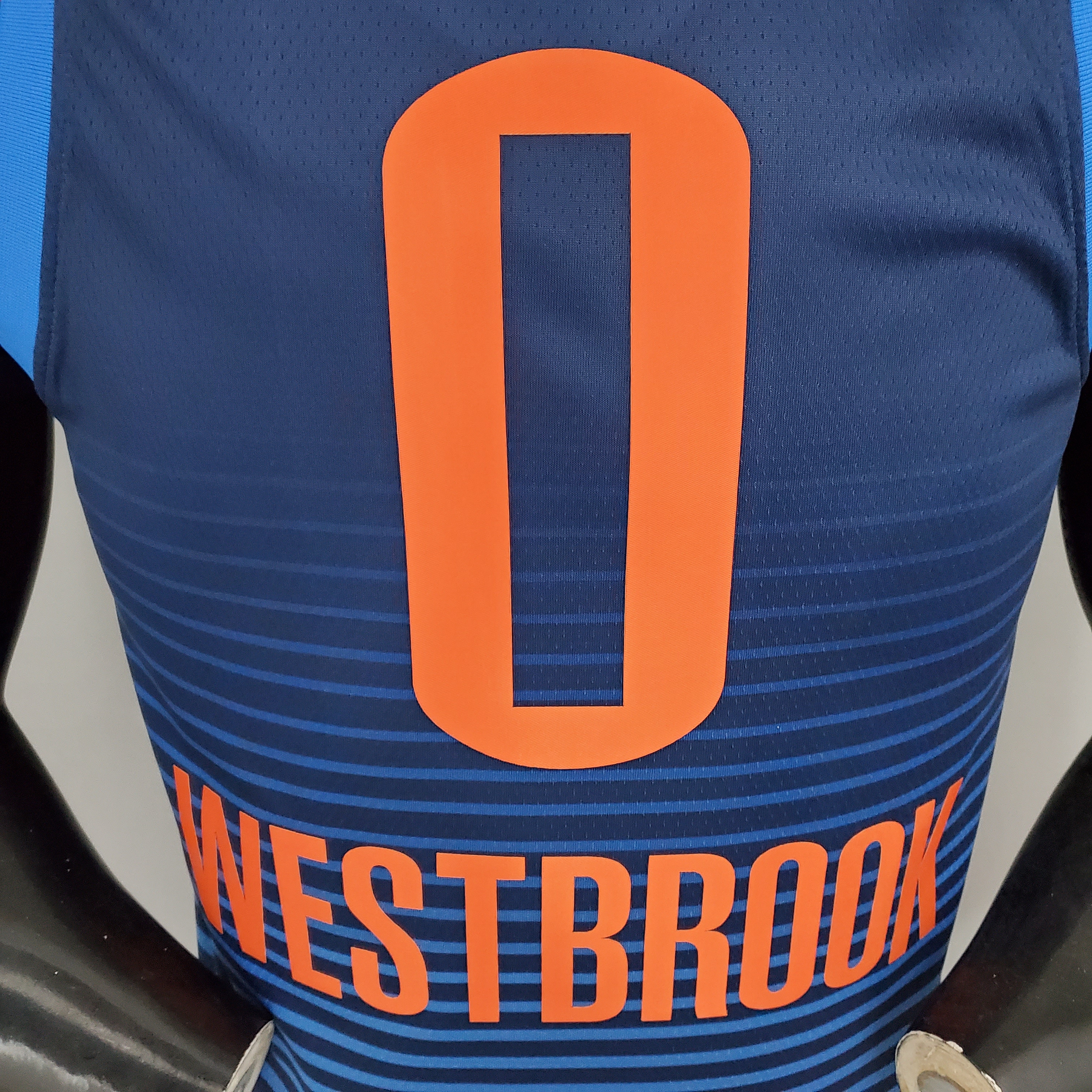 Russell Westbrook Oklahoma City Thunder Swingman Jersey Blue Stripes