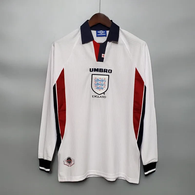 1998 England World Cup Home Retro Jersey Long Sleeve #7 BACKHAM #20 OWEN