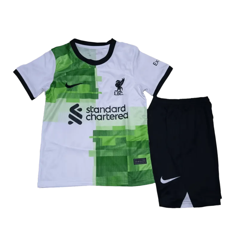 23-24 Kids Liverpool Away Whole Kit Jersey+Shorts+Socks
