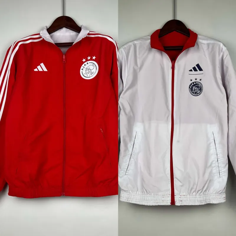 2023-2024 Ajax Reversible Windbreaker(Red-White)Soccer Jersey 1:1 Thai Quality