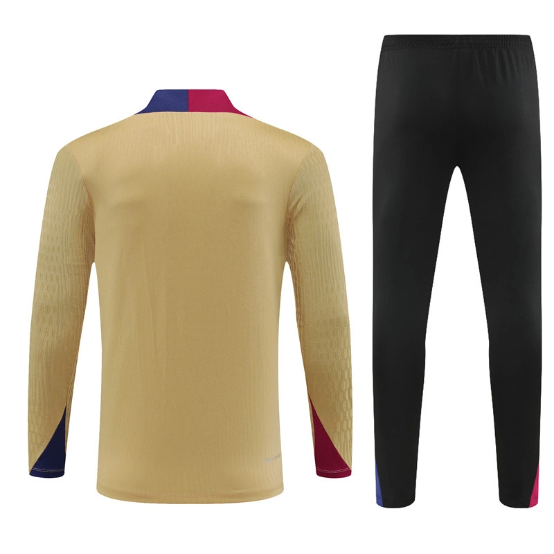 24-25 Barcelona Long Sleeve Tracksuit Gold Training Suits Football