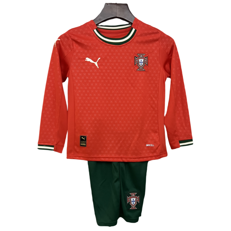 Kids Portugal Home Soccer Kits Long Sleeve 2025