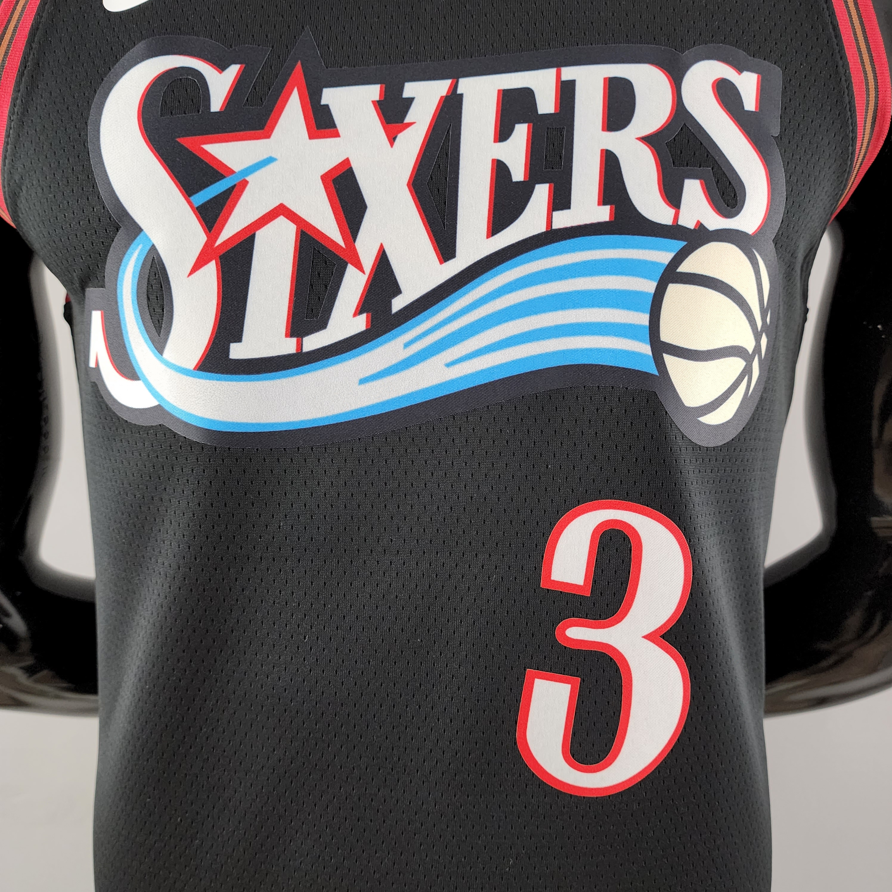 Allen Iverson Philadelphia 76ers Swingman Big Meteor Black Retro Jersey