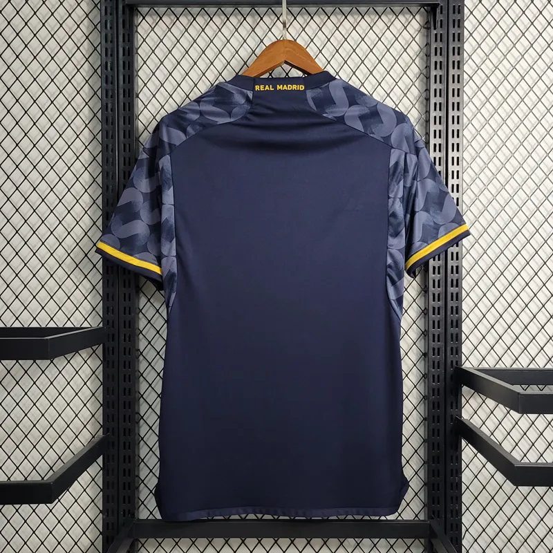 23-24 Real Madrid Away black blue white yellow Soccer Jersey
