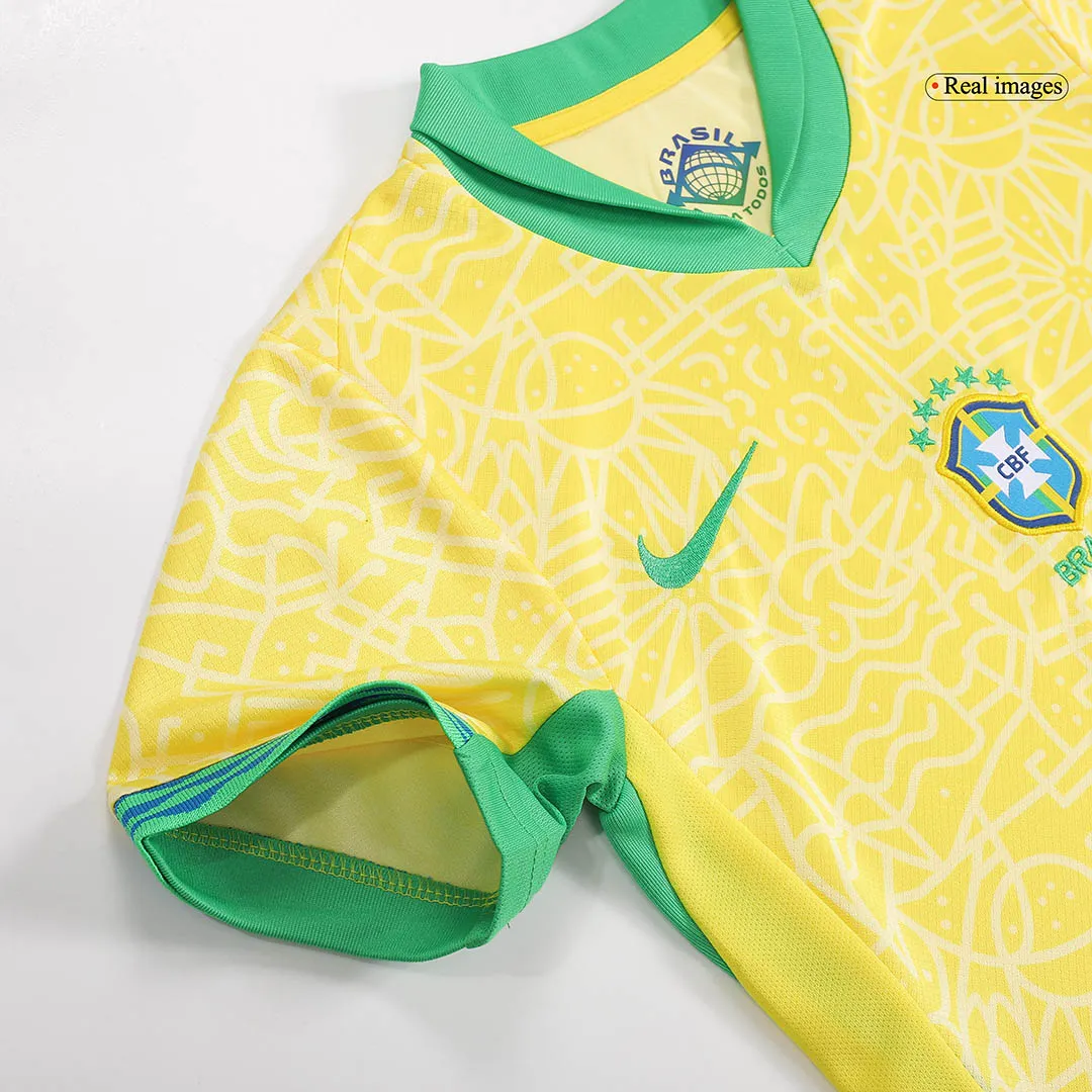 Kids Brazil Custom Home Full Soccer Kits 2024