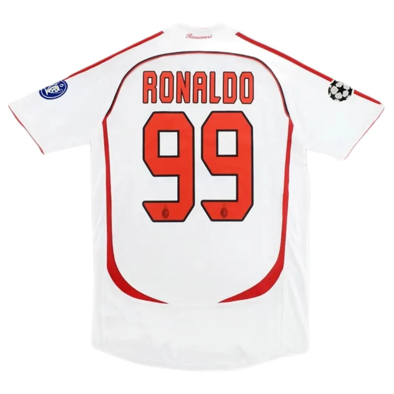 2006-07 AC Milan Ronaldo #99 Kakà #22 Maldini #3 Pirlo #21 UCL Final Retro Jersey Away Replica