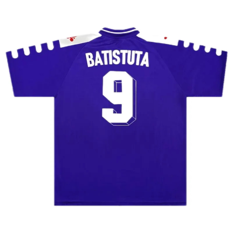98-99 Fiorentina RUI COSTA #10 BATISTUTA #9 Retro Jersey Home