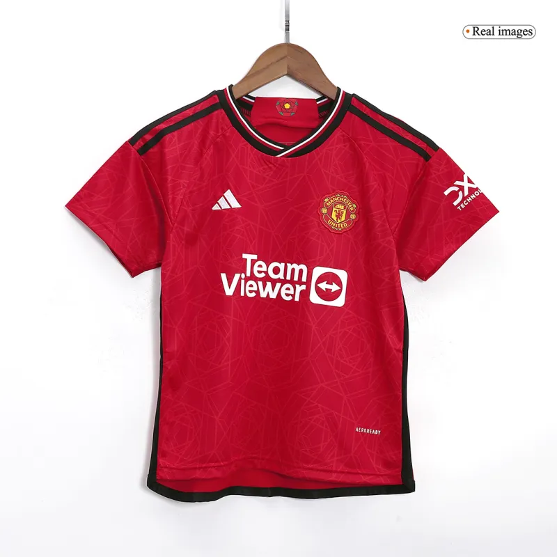 23-24 Kids Manchester United Home Jersey Kit