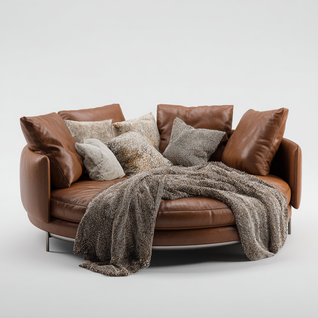 Canapé moderne avec deux accoudoirs et un grand coussin